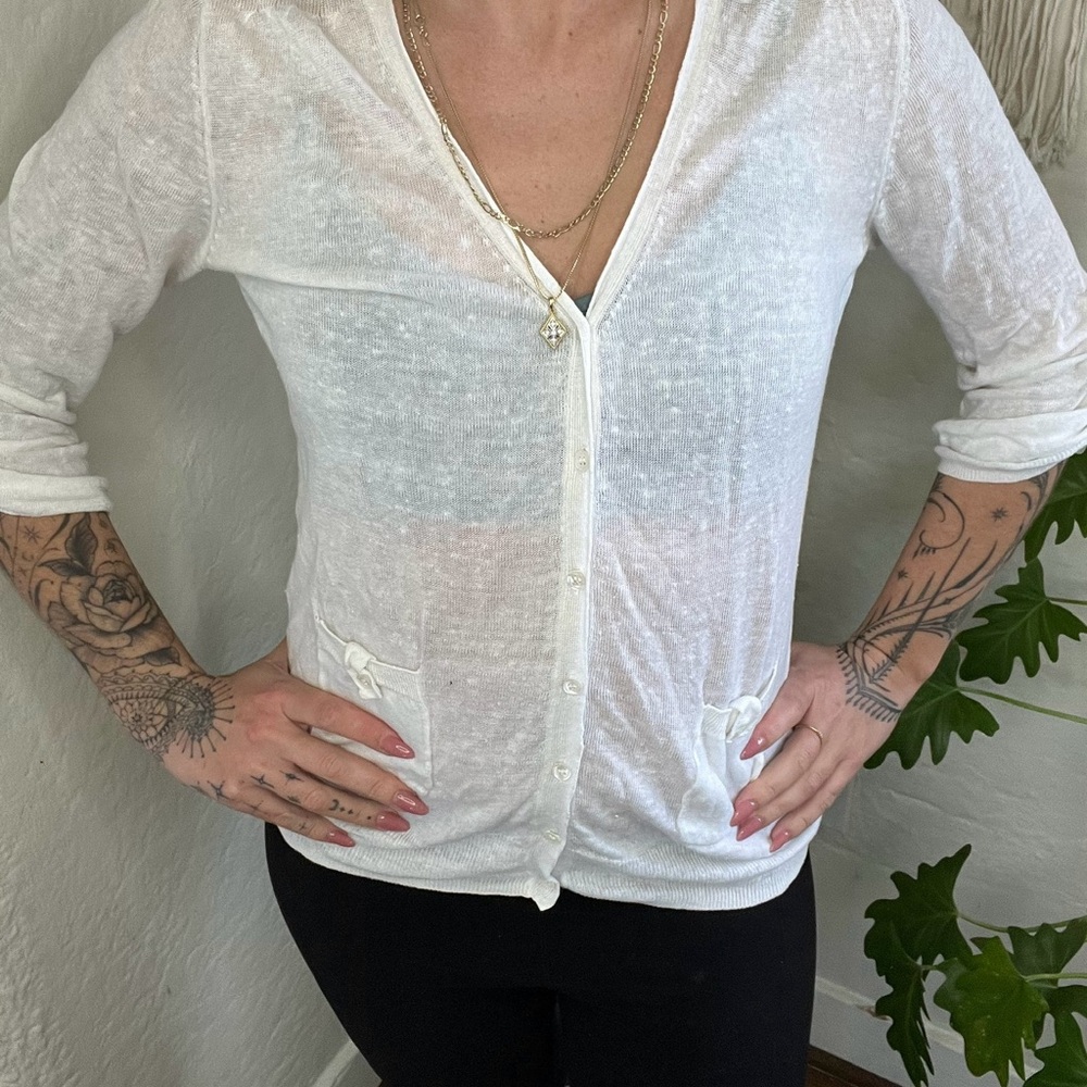 White Button-Up Cardigan